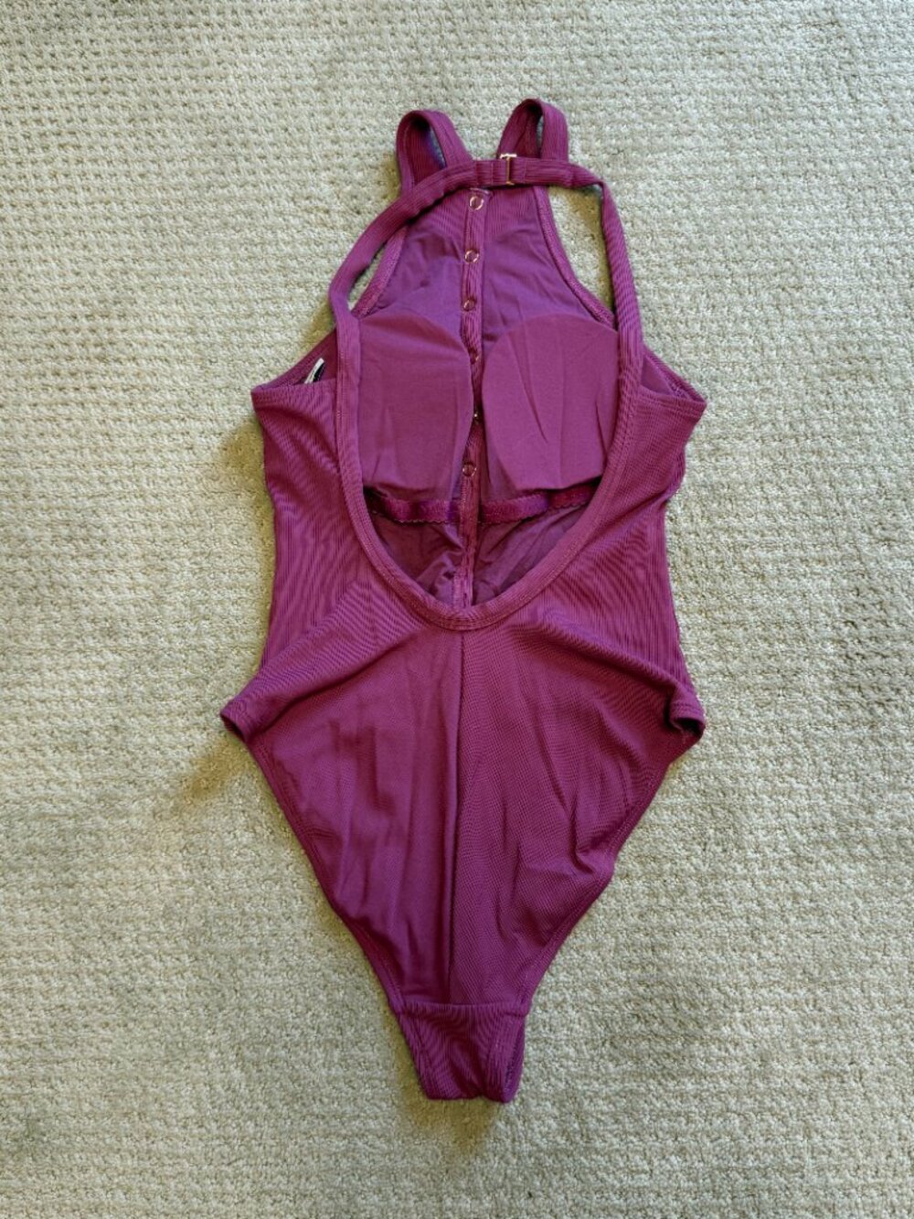 Robin Piccone Amy High Neck One Piece Swimsuit NWOT Ribbed Size 12 - Picture 6 of 10